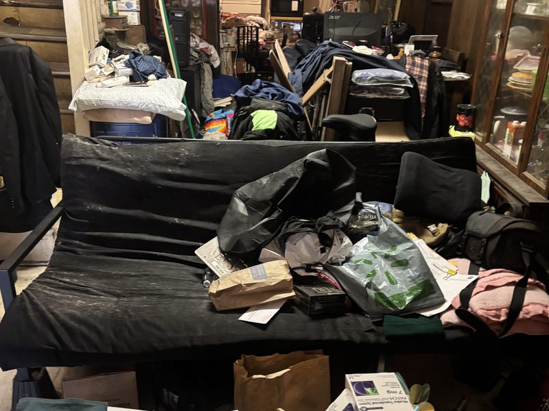 A room full of belongings sorted before hauling